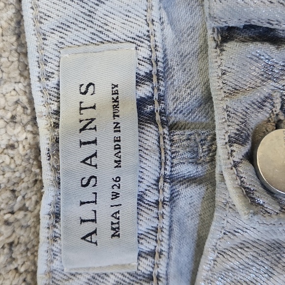 All Saints Mia Sparkle Carpenter Jeans Silver/Grey Size 26 - Picture 6 of 16